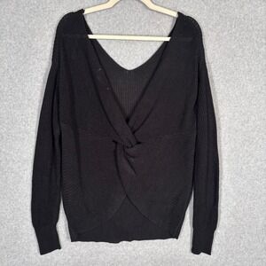 Cotton Emporium Open Knit Twist Back Sweater Medium Sheer Crochet Beach Feminine